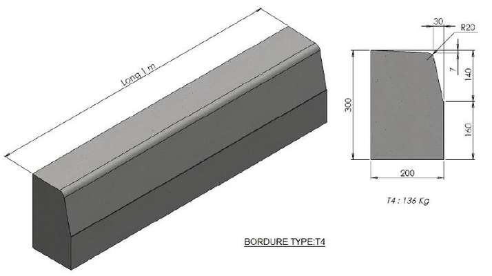 Bordure de trottoir type T4